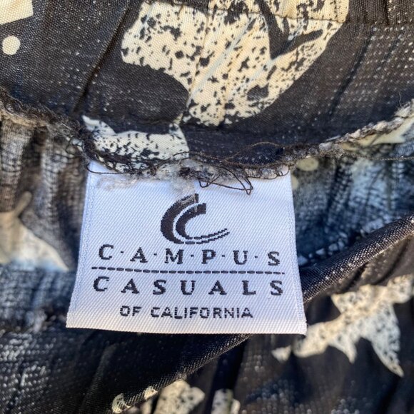 Vintage Campus Casuals of California Black Elephant Print Maxi Pockets Skirt Siz - Picture 3 of 9